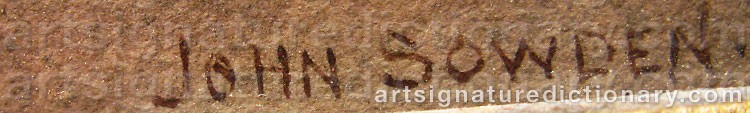 Authentic signature by John SOWDEN on  artwork