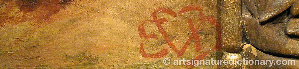 Authentic signature by Edwin DOUGLAS on  artwork