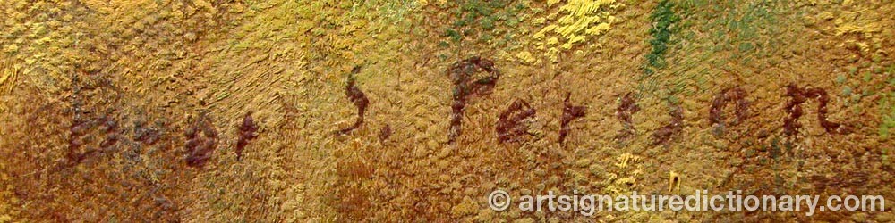 Authentic signature by Bror S PERSSON on  artwork