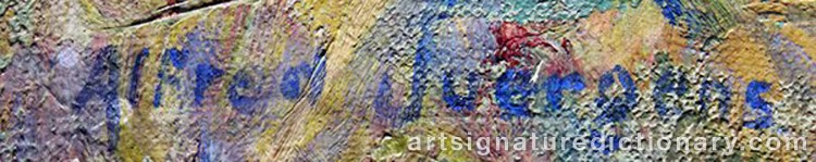Authentic signature by Alfred JUERGENS on Painting/Watercolour artwork