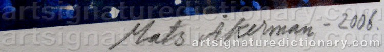 Authentic signature by Mats ÅKERMAN on Drawing/Graphic/Print artwork