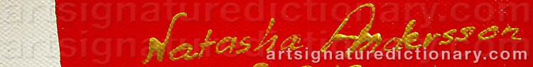 Authentic signature by Natasha ANDERSSON on artwork