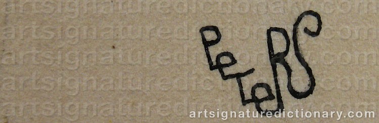 Authentic signature by Curt PETERS on  artwork