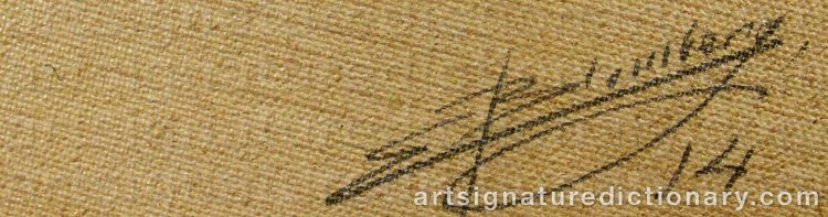 Authentic signature by E. BLOMBERG on  artwork