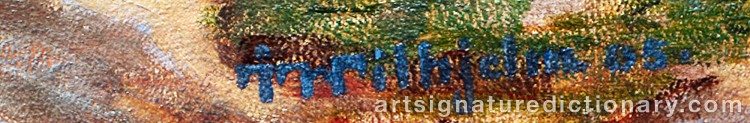Authentic signature by Johannes WILHJELM on Painting/Watercolour artwork