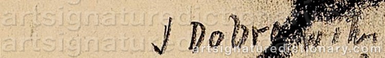 Authentic signature by Josef DOBROWSKY on artwork