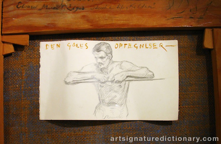 Close-up details showing Edvard MUNCH signature forgery characteristics