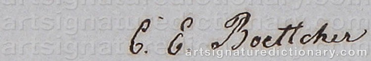 Authentic signature by Christian Eduard BOETTCHER on  artwork