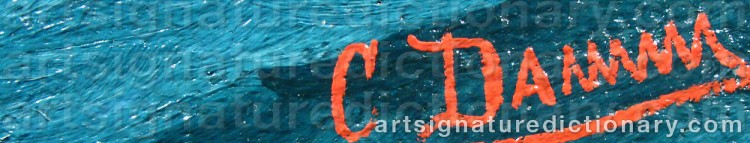 Authentic signature by C DAMM on  artwork