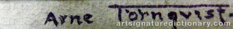 Authentic signature by Arne TÖRNQVIST on  artwork
