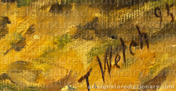 Authentic signature by Thaddeus WELCH on Painting/Watercolour artwork