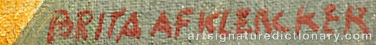 Authentic signature by Brita Af ‘Bk’ KLERCKER on Painting/Watercolour artwork