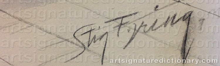 Authentic signature by Stig FYRING on Painting/Watercolour artwork