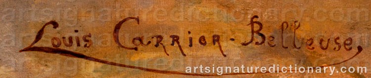 Authentic signature by Louis-Robert CARRIER-BELLEUSE on Painting/Watercolour artwork