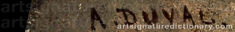 Authentic signature by Charles Allen DUVAL on  artwork