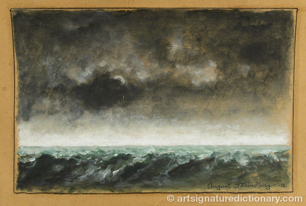 Close-up details showing August STRINDBERG signature forgery characteristics