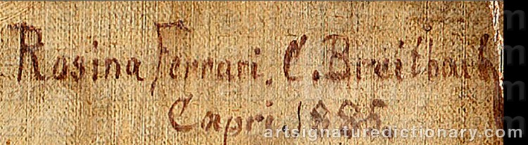 Authentic signature by Carl BREITBACH on  artwork