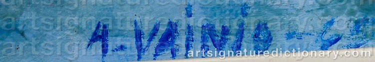 Authentic signature by Armas VAINIO on  artwork