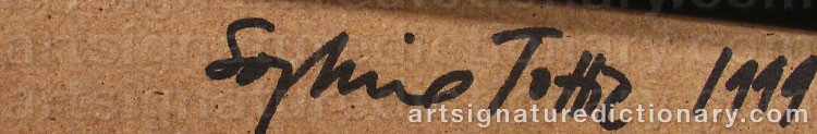 Authentic signature by Sophie TOTTIE on  artwork