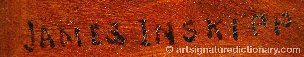 Authentic signature by James INSKIPP on  artwork