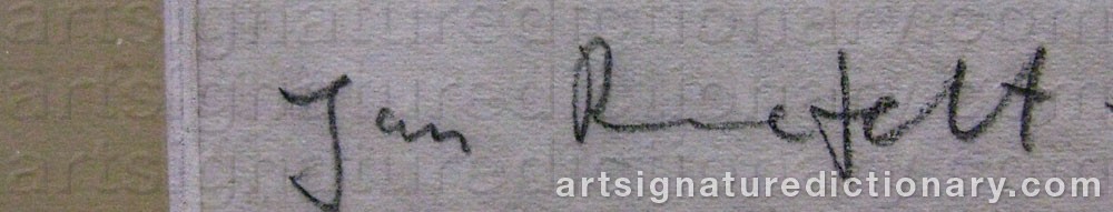 Authentic signature by Jan RUNEFELT on  artwork