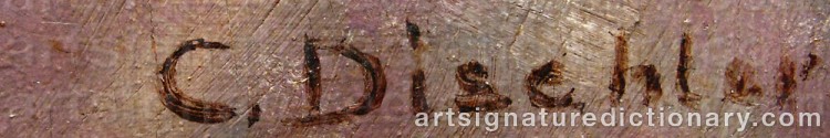 Authentic signature by Carl DISCHLER on  artwork
