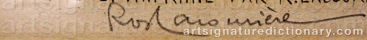 Authentic signature by R. LACOURIÈRE on  artwork