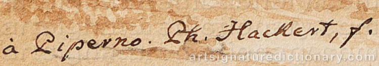Authentic signature by Jacob Philipp HACKERT on  artwork