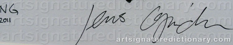 Authentic signature by Jens LAPIDUS on  artwork