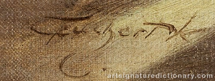 Authentic signature by Karoly TEUCHERT on  artwork