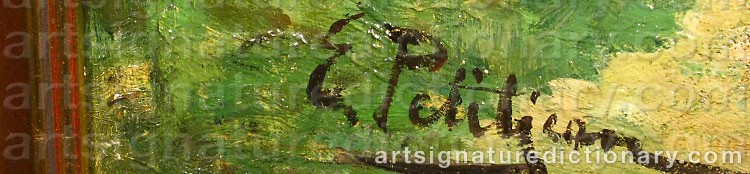 Authentic signature by Edmond Marie PETITJEAN on Painting/Watercolour artwork