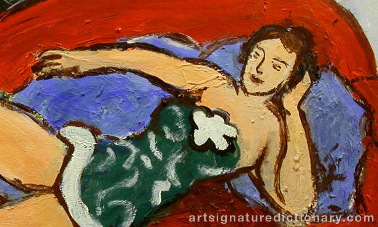 Close-up details showing Henri MATISSE signature forgery characteristics