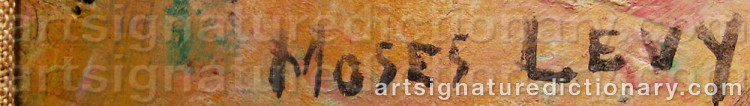 Authentic signature by Moses LEVY on  artwork