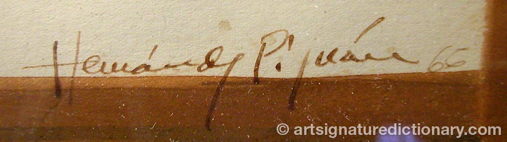 Authentic signature by Joan HERNANDEZ PIJUAN on  artwork