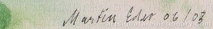 Authentic signature by Martin EDER on artwork