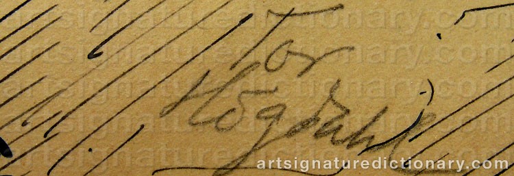 Authentic signature by Thor HÖGDAHL on artwork