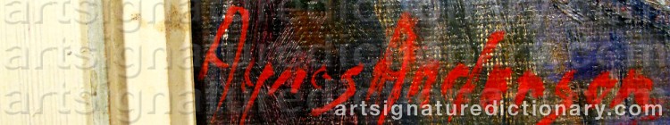 Authentic signature by Agnes ANDERSON on  artwork