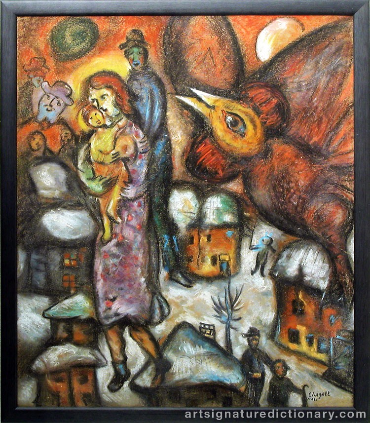 Close-up details showing Marc CHAGALL signature forgery characteristics