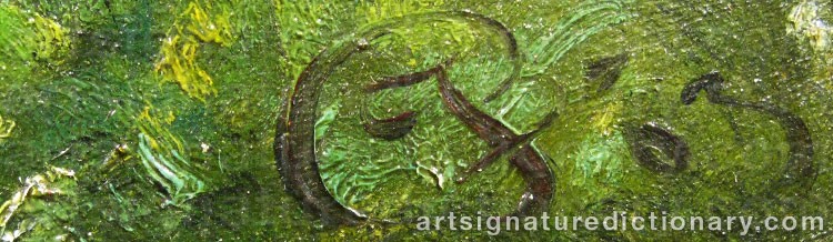 Authentic signature by Johannes BOESEN on  artwork