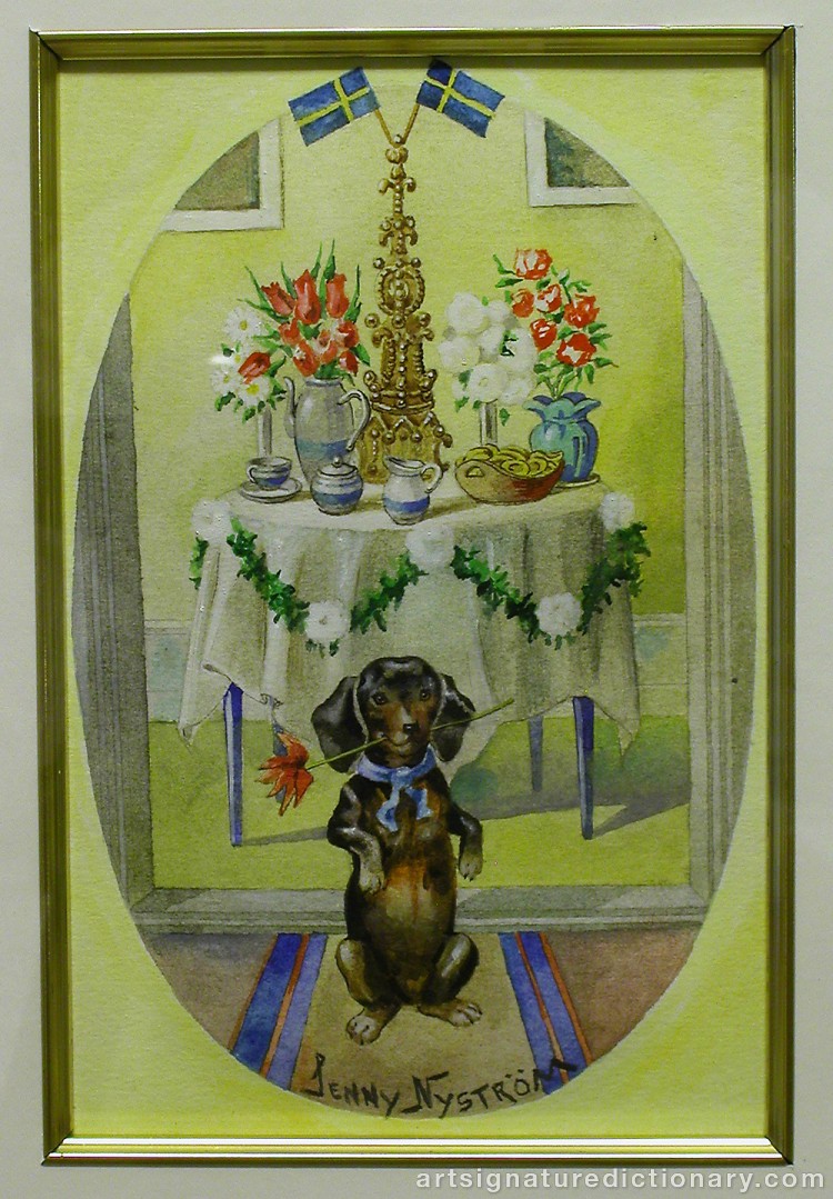 Close-up details showing Jenny NYSTRÖM signature forgery characteristics