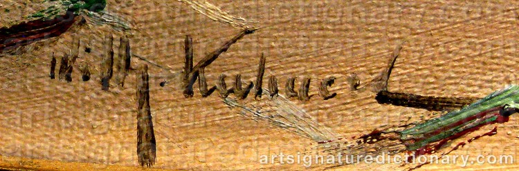Authentic signature by Friedrich Wilhelm KUHNERT on Painting/Watercolour artwork