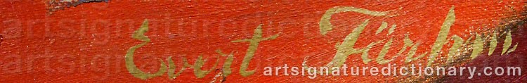 Authentic signature by Evert FÄRHM on artwork
