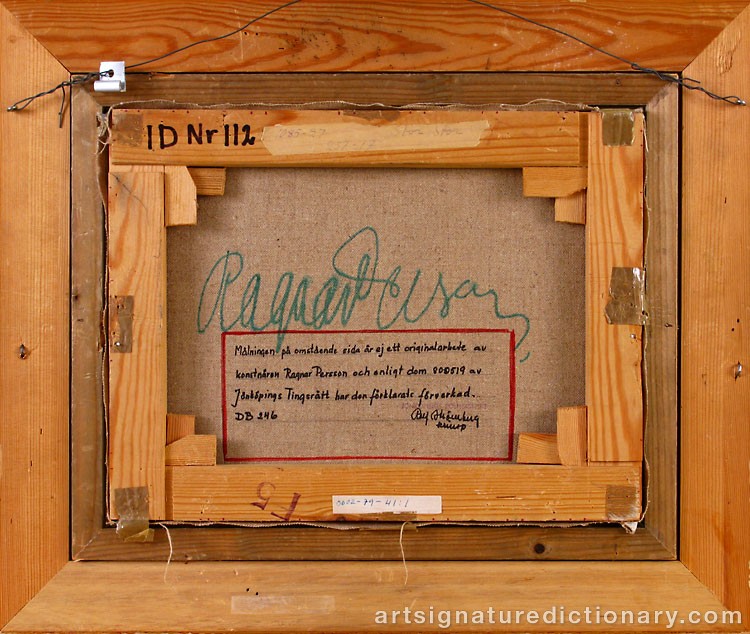 Close-up details showing Ragnar PERSON signature forgery characteristics