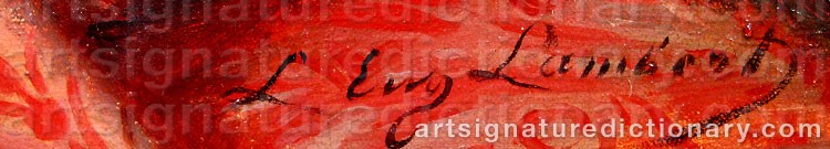 Authentic signature by Louis Eugène LAMBERT on  artwork