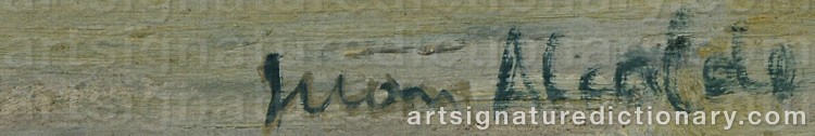Authentic signature by Juan ALCALDE ALONSO on  artwork