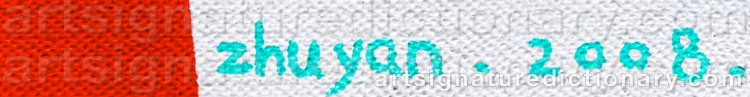 Authentic signature by ZHU YAN on artwork