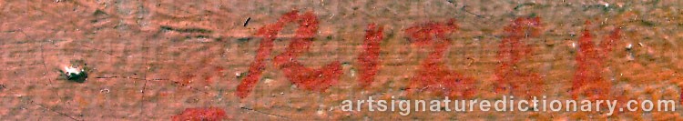Authentic signature by Emil RIZEK on artwork