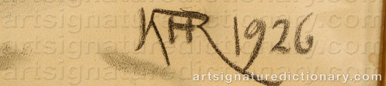 Authentic signature by Karl Frederik HANSEN-REISTRUP on  artwork