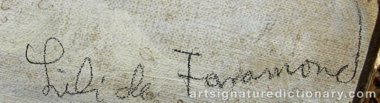 Authentic signature by Lili De FARAMOND on  artwork