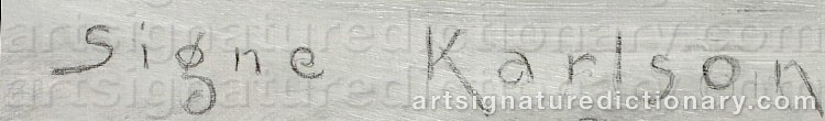 Authentic signature by Signe KARLSON on  artwork
